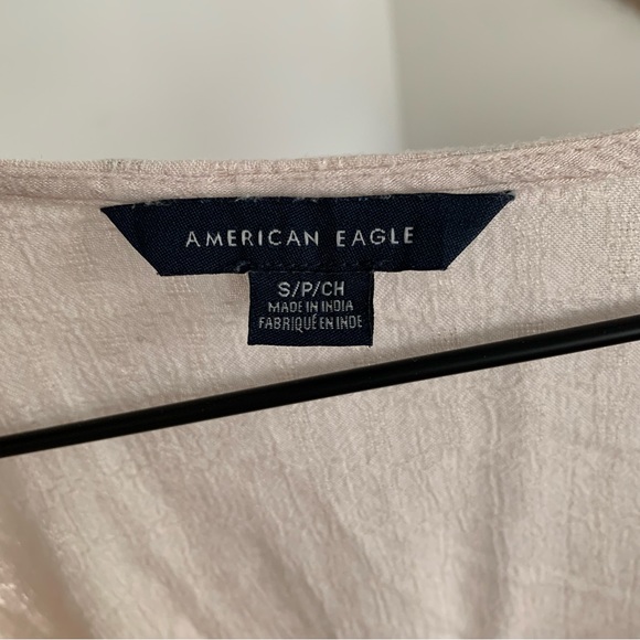 🪴$5/25🪴 American Eagle Blush Pink Lace V-Neck Peplum Blouse Top Small - Picture 11 of 15